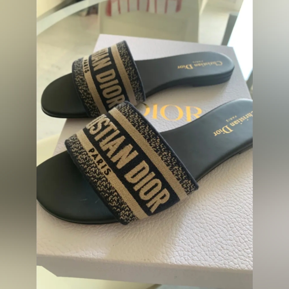 Dior Blue and Black Sandals with Signature Logo Design - Picture 3 of 8